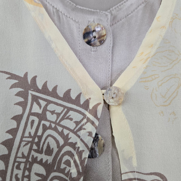 1990s Vintage Tere Tereba 100% Silk Blouse Pants Set Lounge Evening Size Medium - Picture 6 of 16